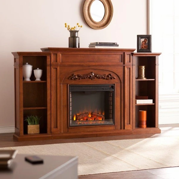 SEI 72 Inch Chantilly Electric Fireplace Mantel With Bookcase - Image 4