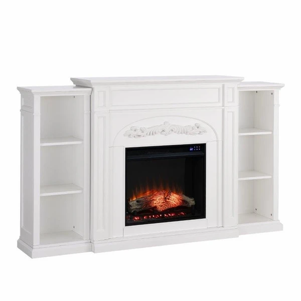 SEI 72 Inch Chantilly Electric Fireplace With Side Bookcases - Image 3
