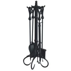 Uniflame Wrought Iron Fireplace Tool Set With Heavy Crook Handles
