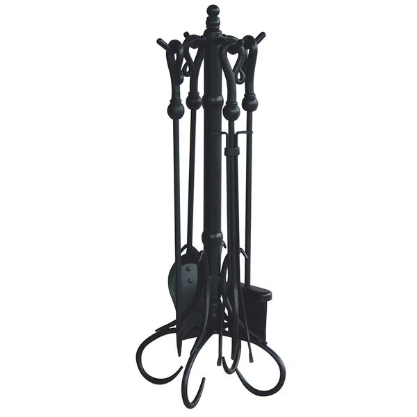 Uniflame Wrought Iron Fireplace Tool Set With Heavy Crook Handles