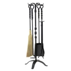 Uniflame Black Wrought Iron Twist Fireplace Tool Set