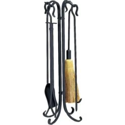 Uniflame Heavy Weight Rustic Fireplace Tool Set With Crook Handles