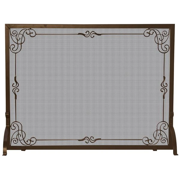 Uniflame Single Panel Decorative Scroll Fireplace Screen - Image 2